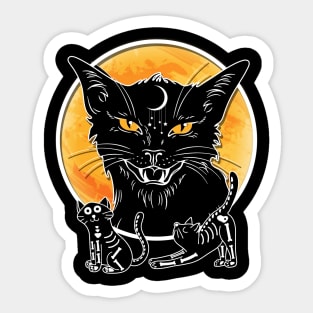 Black Cat And Moon Halloween T Shirt Gifts Sticker